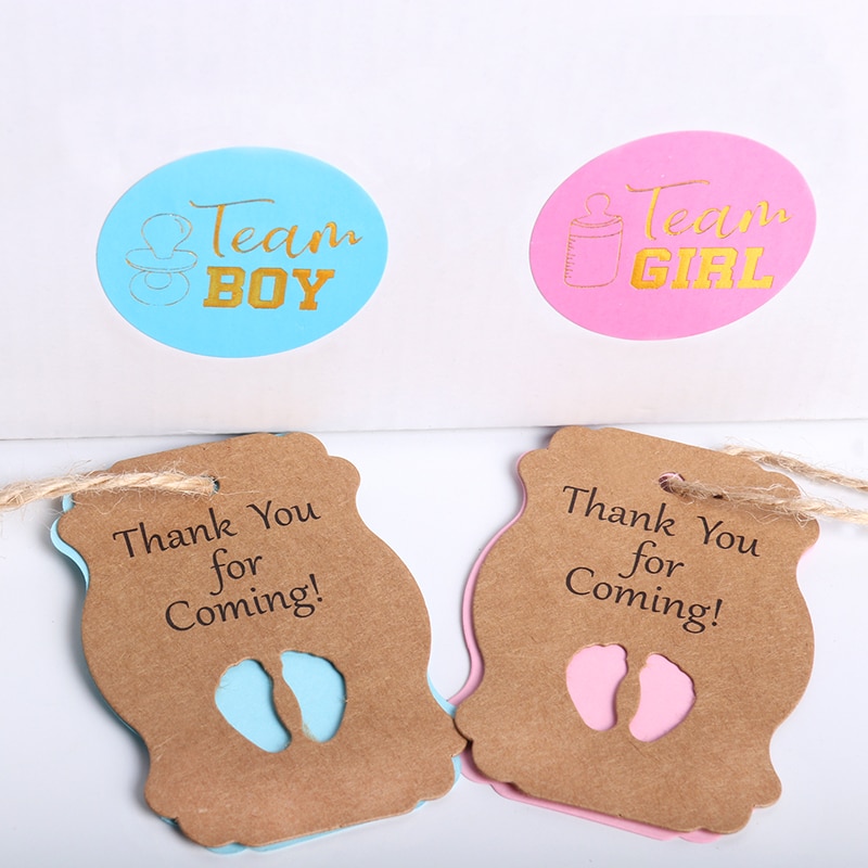 50pcs Baby Shower Tag Labels Thank You for Coming Tags New Born Boy Girl 1st Birthday party decoration babyshower Christening